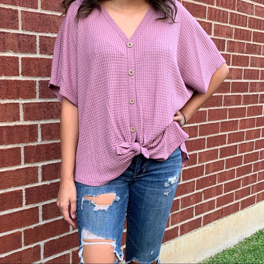 2/35 Mauve Waffle Knit Top